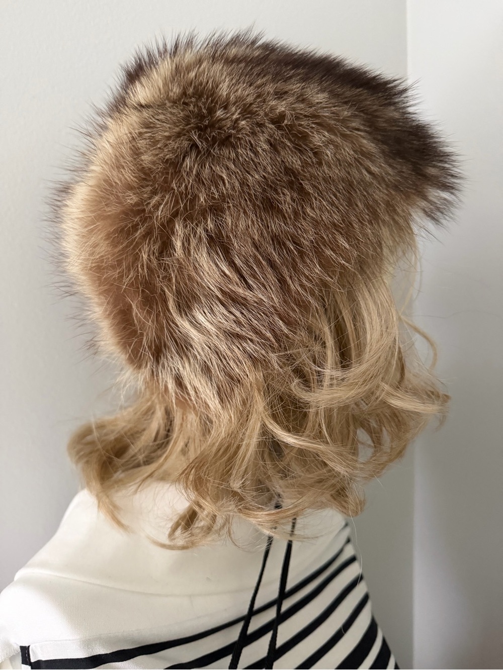 Natural Raccoon Fur Winter Hat with fur Pom Pom -